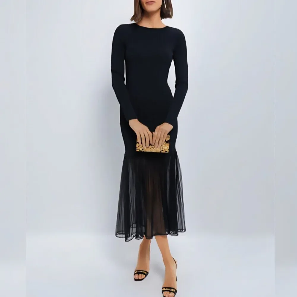 NWT Tuckernuck - M Hyacinth House Black Knit Gwendolyn Maxi Dress - Picture 3 of 9